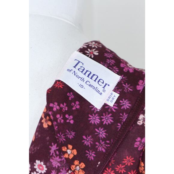 Vintage 1970s Size S Flower Power Print Maxi Dress Mod Hippie Hostess - Picture 10 of 10